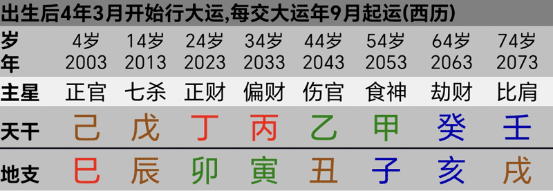 普尔的八字大运